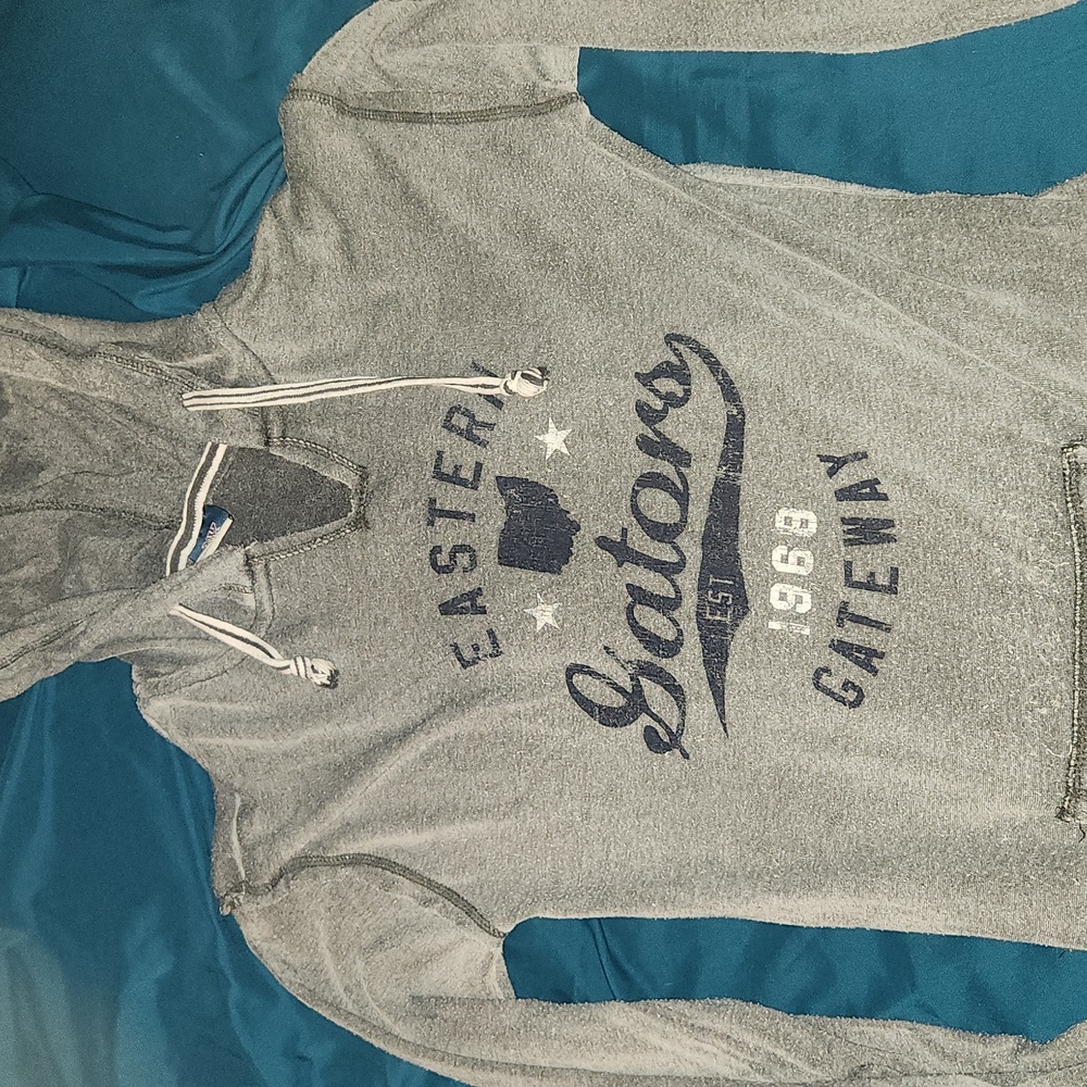 MV Sport, gray hoodie, long sleeve. Size L.